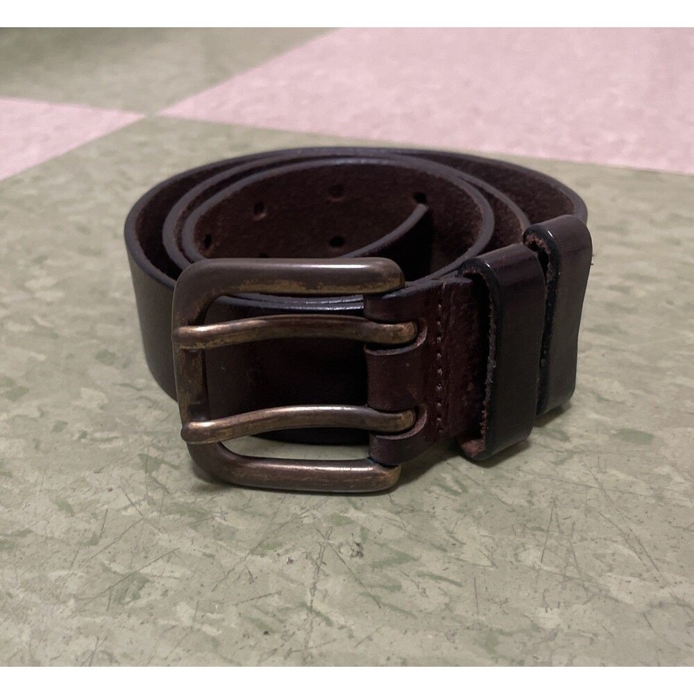 Vintage 90's Express Brown Leather Belt M Made In Italy 28”-32”